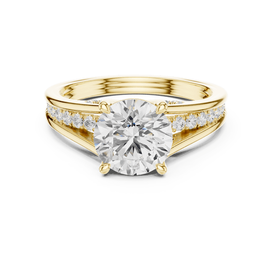 14KT Yellow Gold Radiant Cut Lab Diamond Split Shank Ring