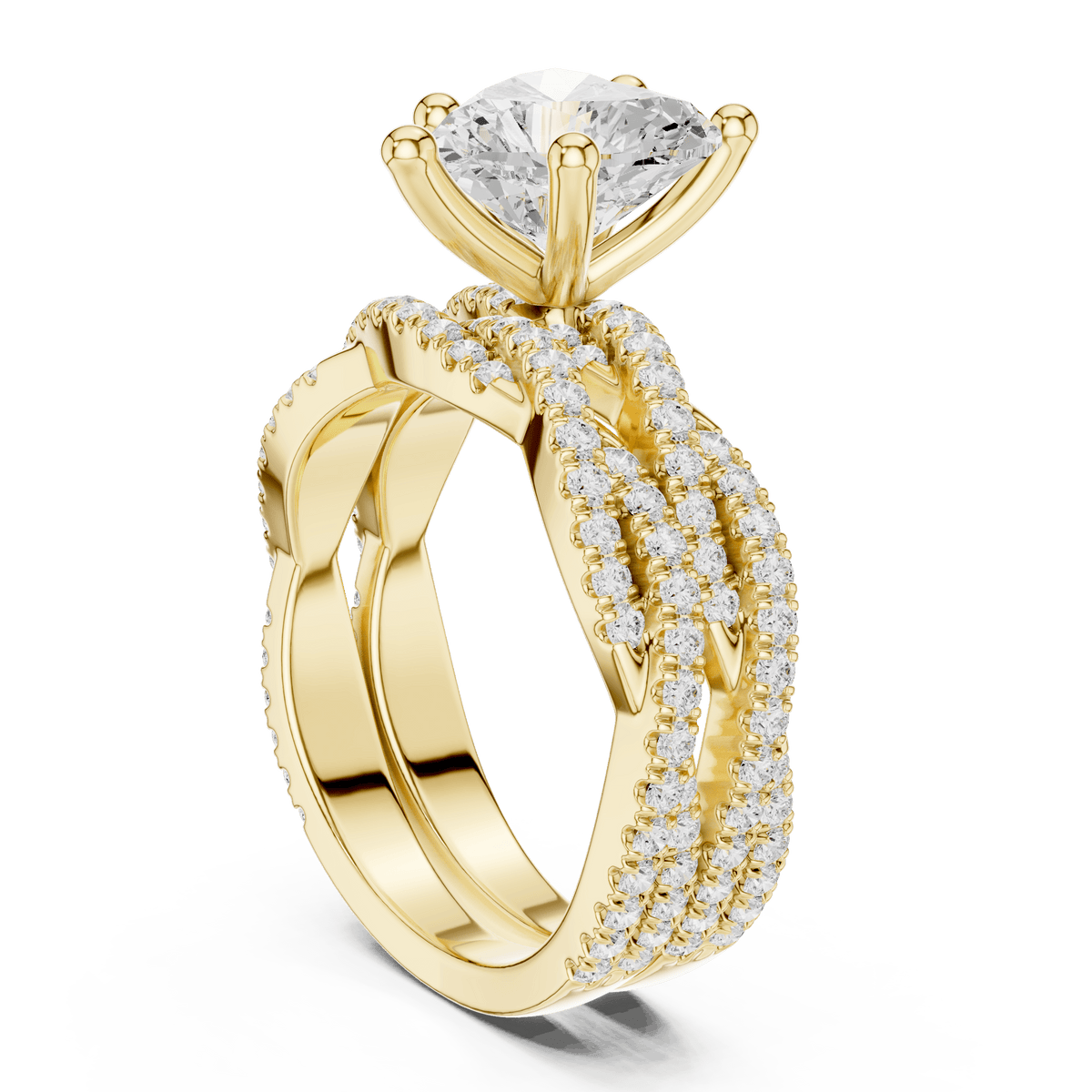 Romantic Heart Shape Lab Grown Split Shank Ring in 14KT Solid Gold