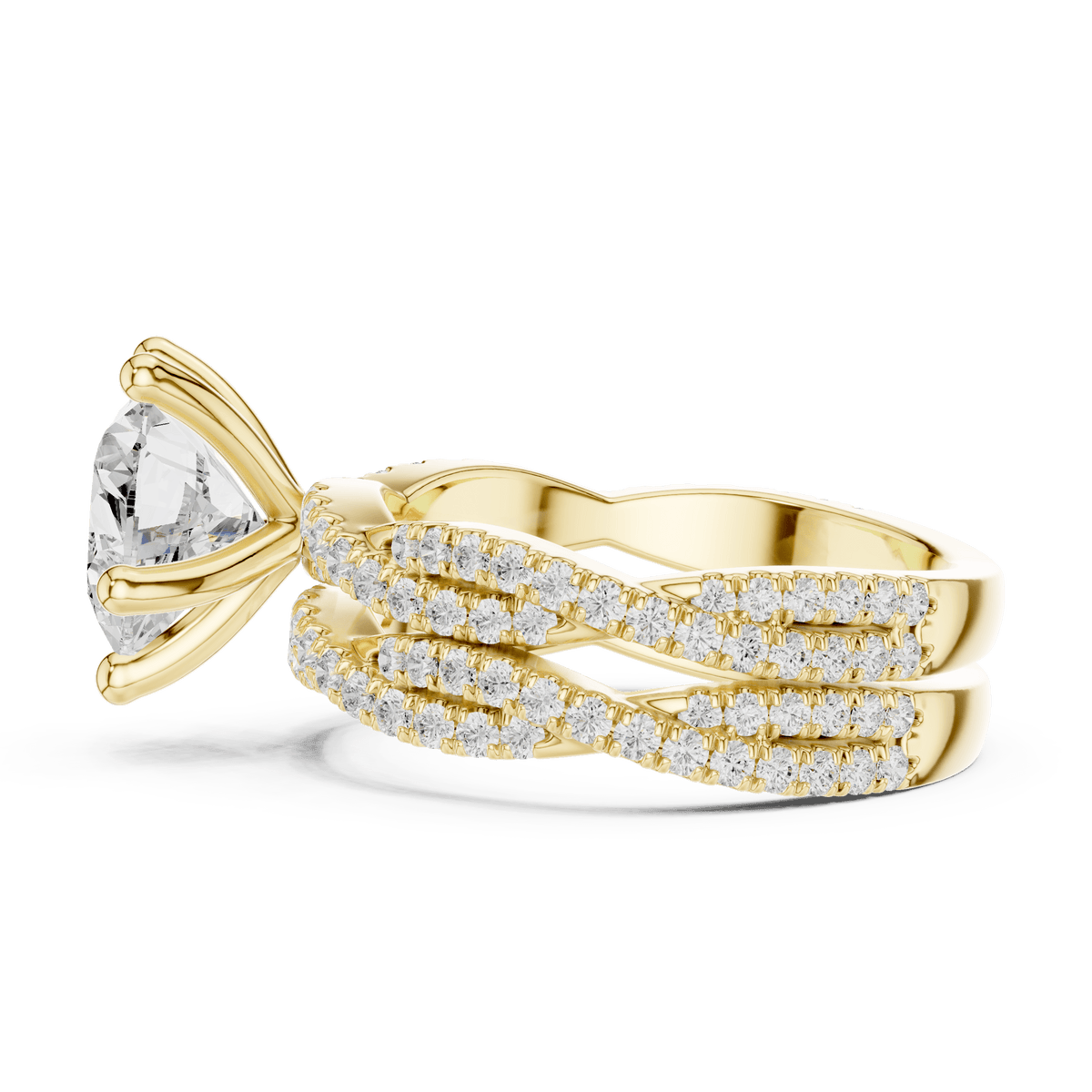 Romantic Heart Shape Lab Grown Split Shank Ring in 14KT Solid Gold