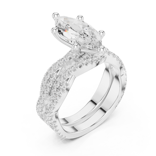925 Sterling Silver Marquise Cut Lab Grown Diamond Engagement Ring