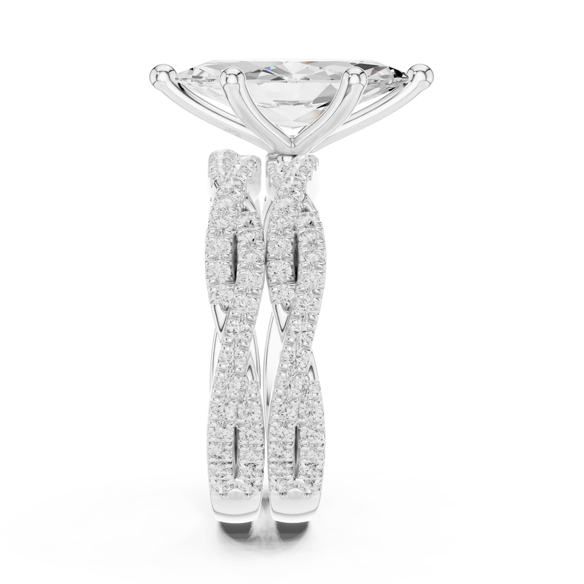 925 Sterling Silver Marquise Cut Lab Grown Diamond Engagement Ring