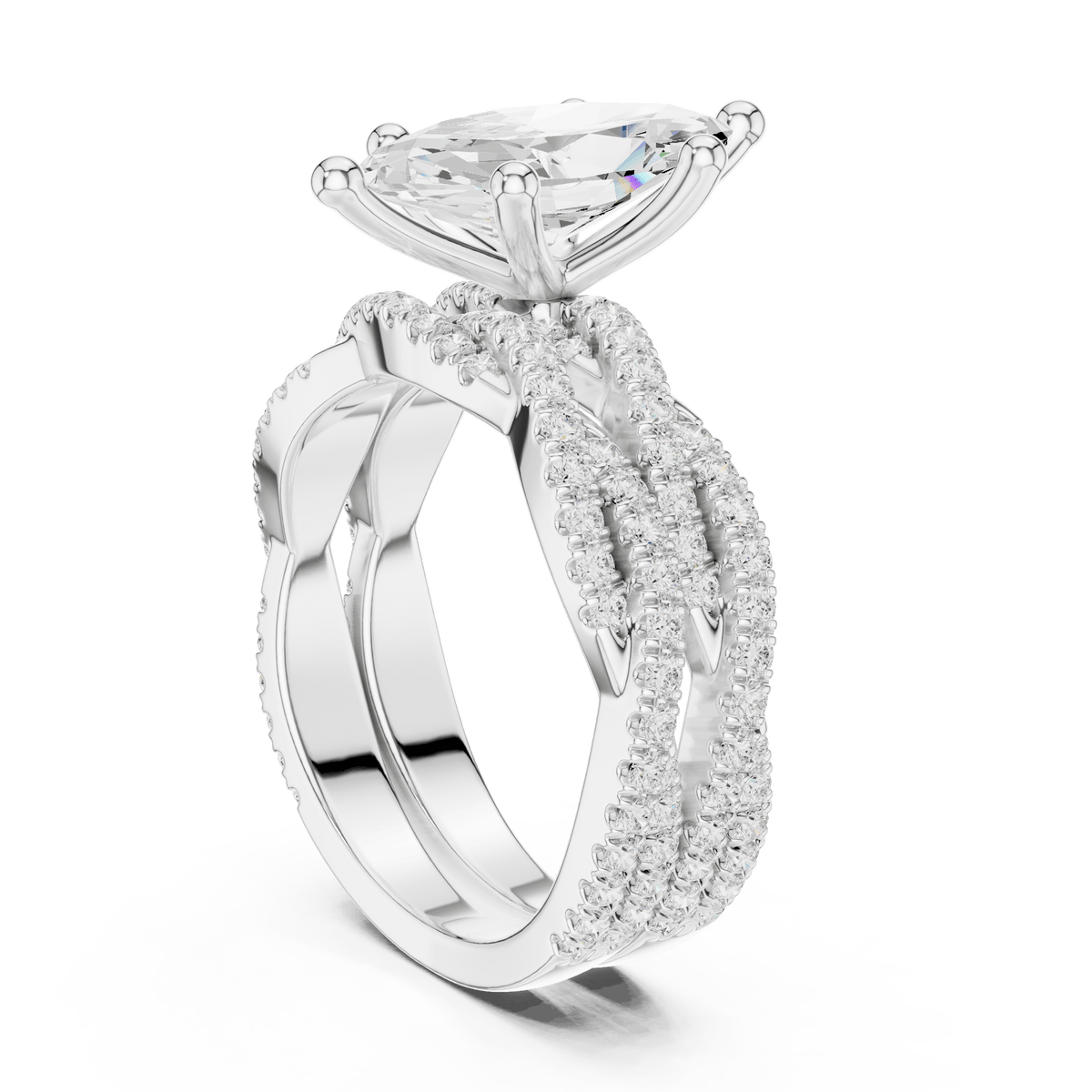 925 Sterling Silver Marquise Cut Lab Grown Diamond Engagement Ring