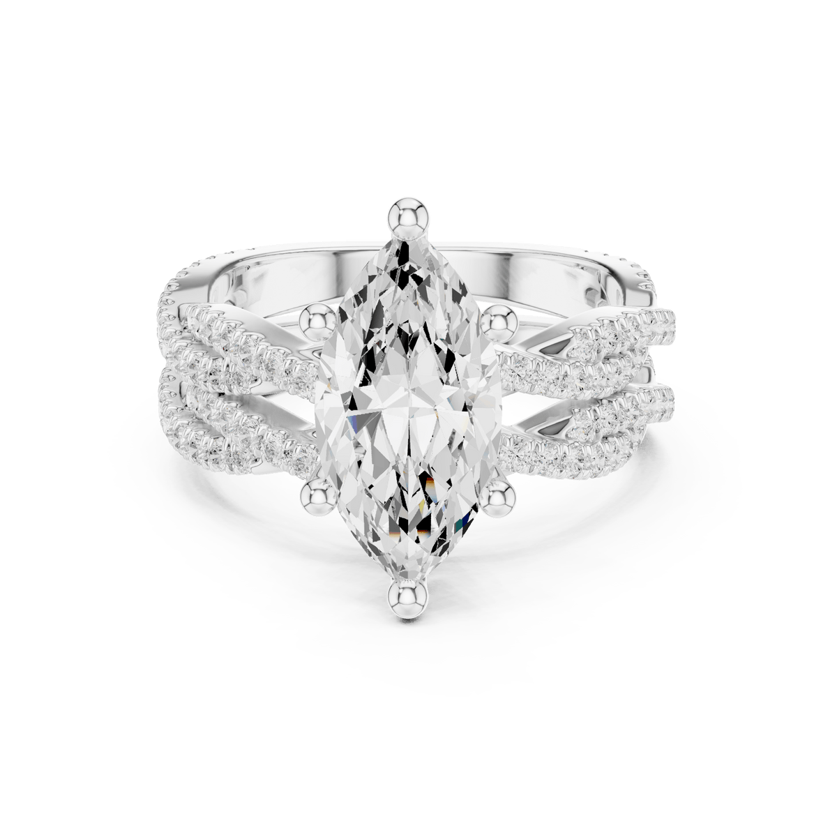 925 Sterling Silver Marquise Cut Lab Grown Diamond Engagement Ring