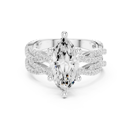 925 Sterling Silver Marquise Cut Lab Grown Diamond Engagement Ring