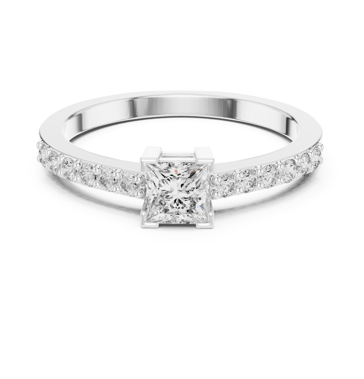 Classic Princess Solitaire Pave Lab Grown Diamond Ring