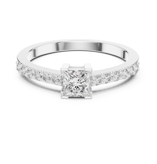 Classic Princess Solitaire Pave Lab Grown Diamond Ring