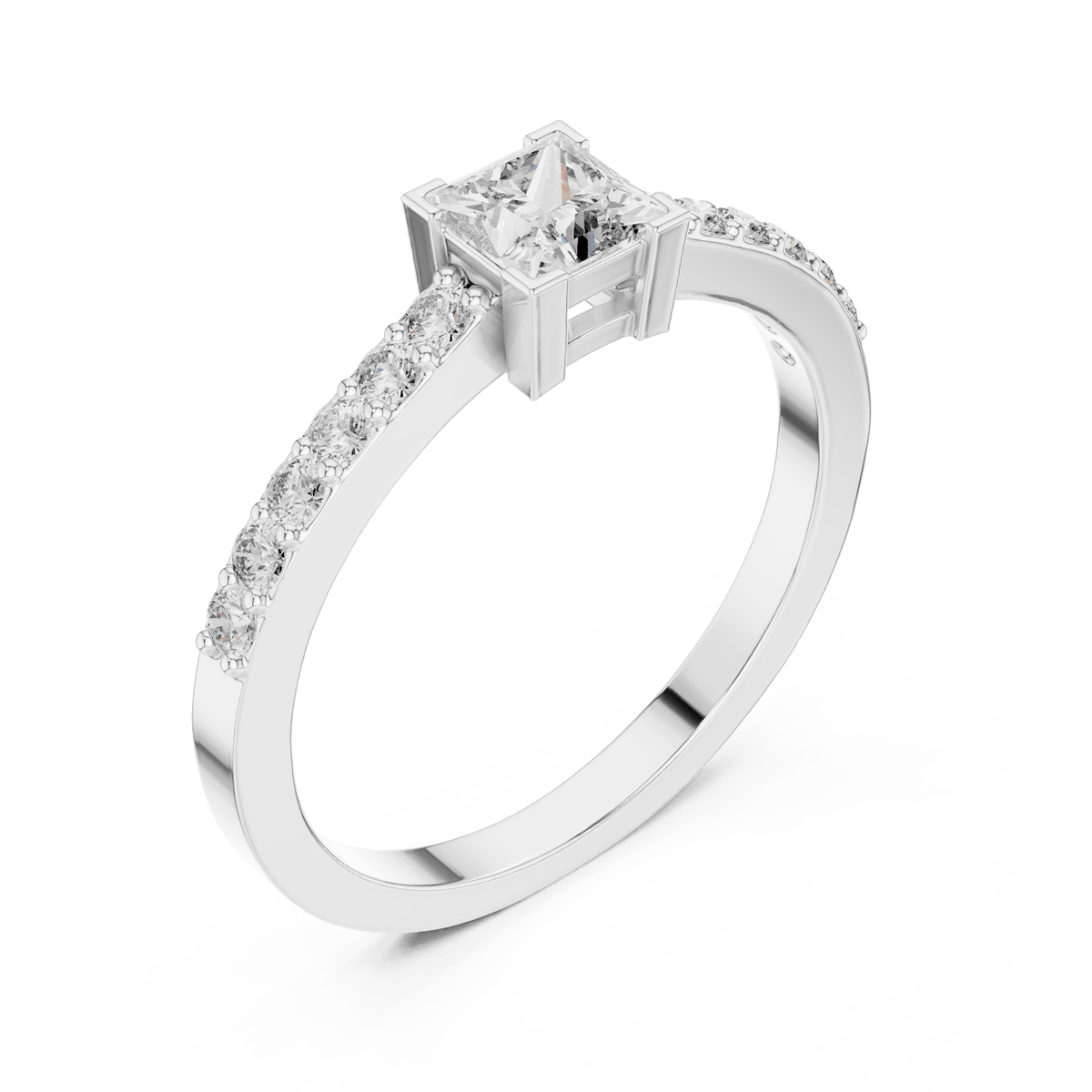 Classic Princess Solitaire Pave Lab Grown Diamond Ring