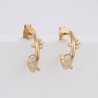 14K Solid Gold Cluster Moissanite Organic Branch Hoop Earrings