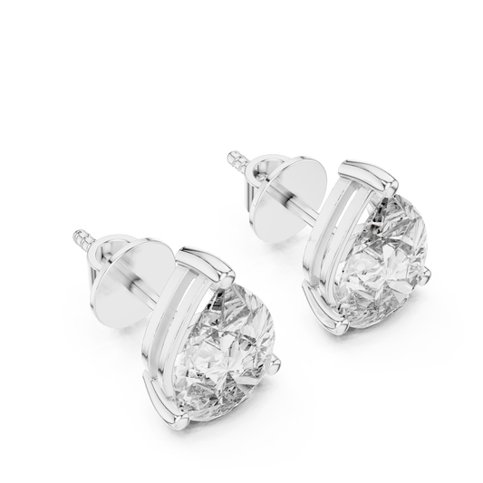Pear Cut Solitaire Lab Grown Diamond Earrings