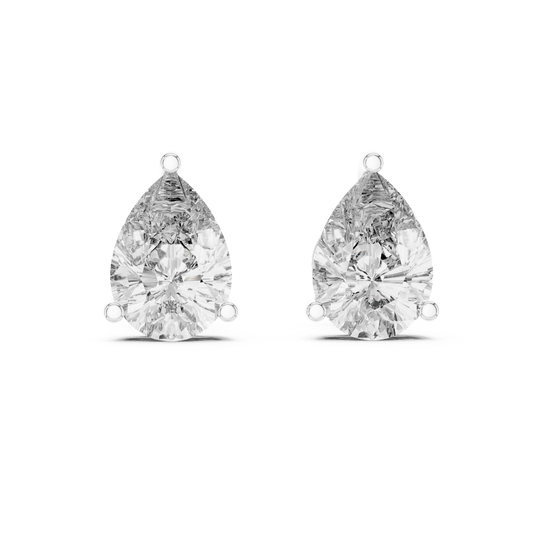 Pear Cut Solitaire Lab Grown Diamond Earrings