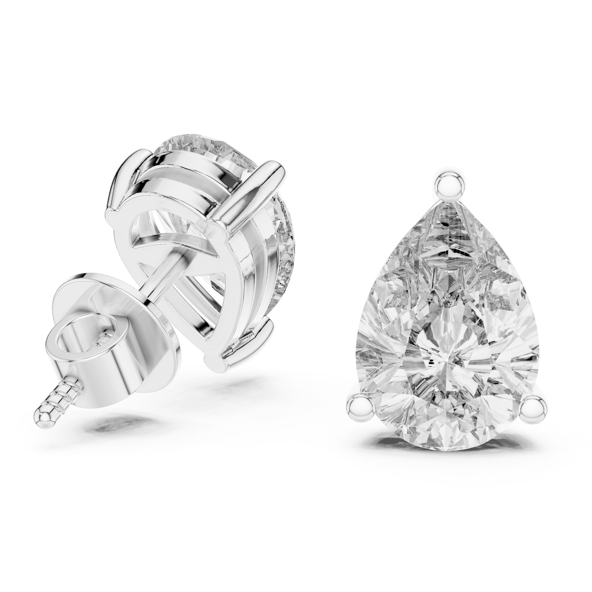 Pear Cut Solitaire Lab Grown Diamond Earrings