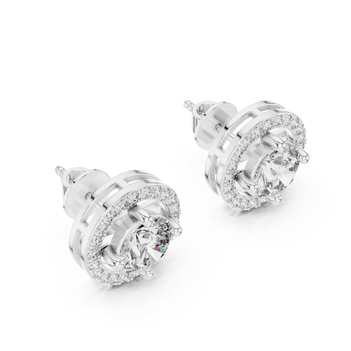 Floating Open Circle Halo Lab Grown Diamond Earrings