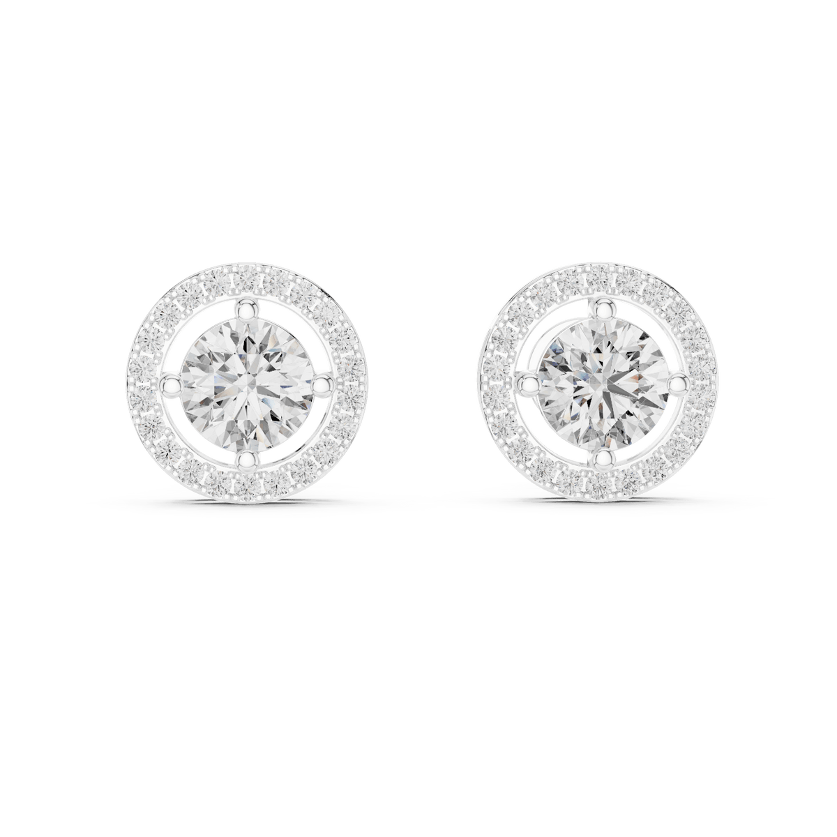 Floating Open Circle Halo Lab Grown Diamond Earrings