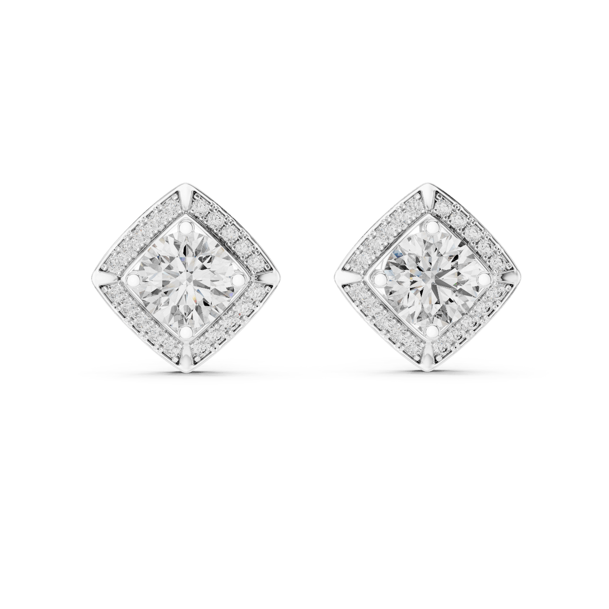 Kite Geometric Halo Lab Grown Diamond Earrings