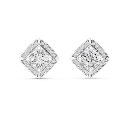 Kite Geometric Halo Lab Grown Diamond Earrings