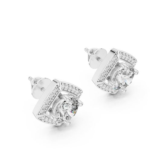 Kite Geometric Halo Lab Grown Diamond Earrings