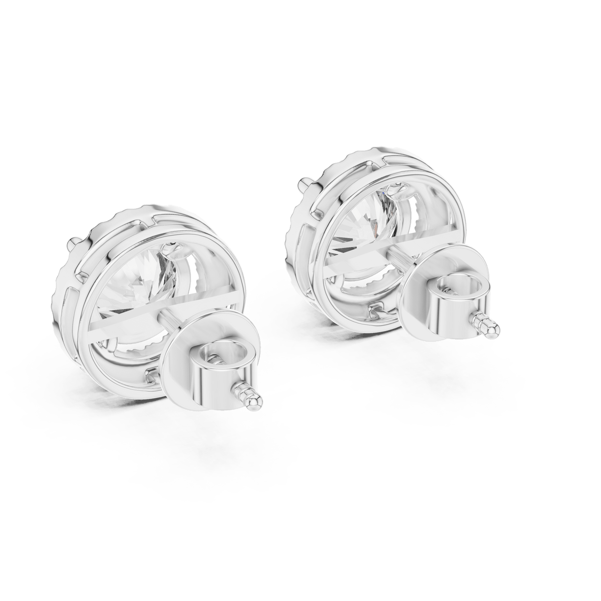 Round Brilliant Solitaire Halo Lab Grown Diamond Earrings