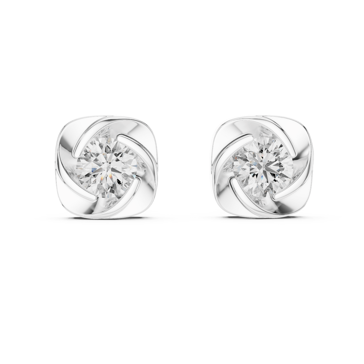 Cushion Floral Swirl Lab Grown Diamond Earrings