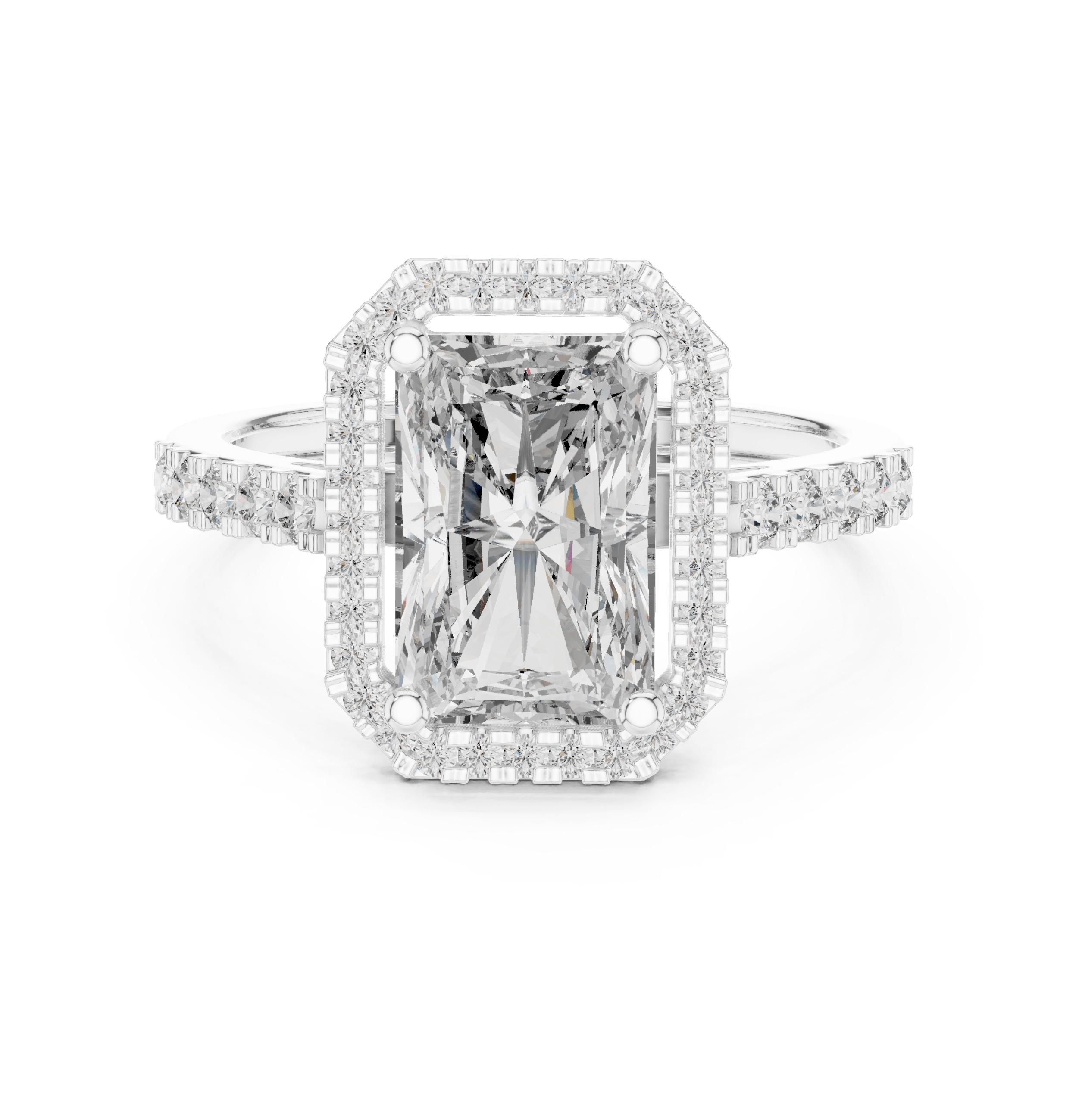 Radiant Cut Floating Halo Lab Grown Diamond Ring