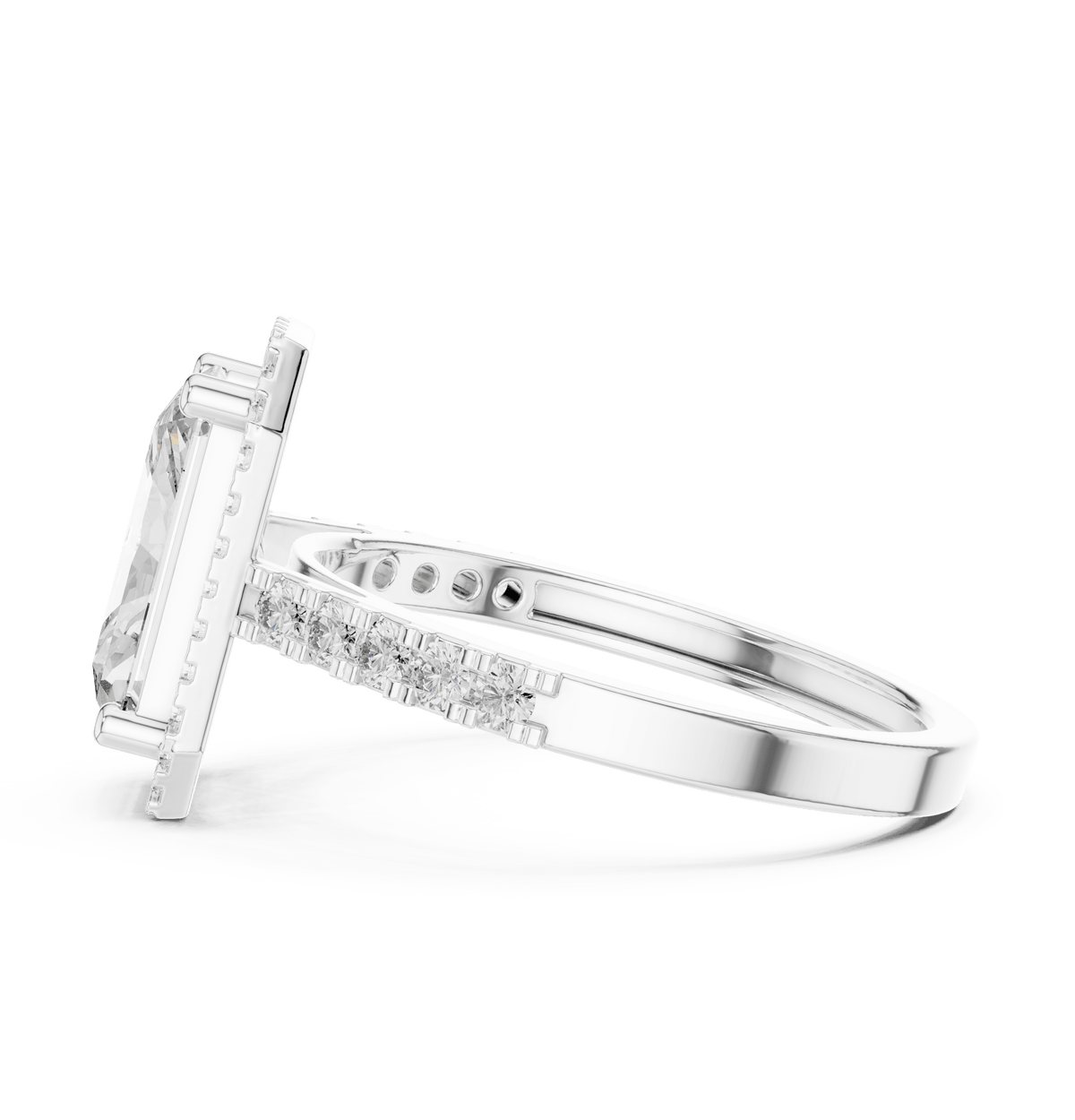 Radiant Cut Floating Halo Lab Grown Diamond Ring