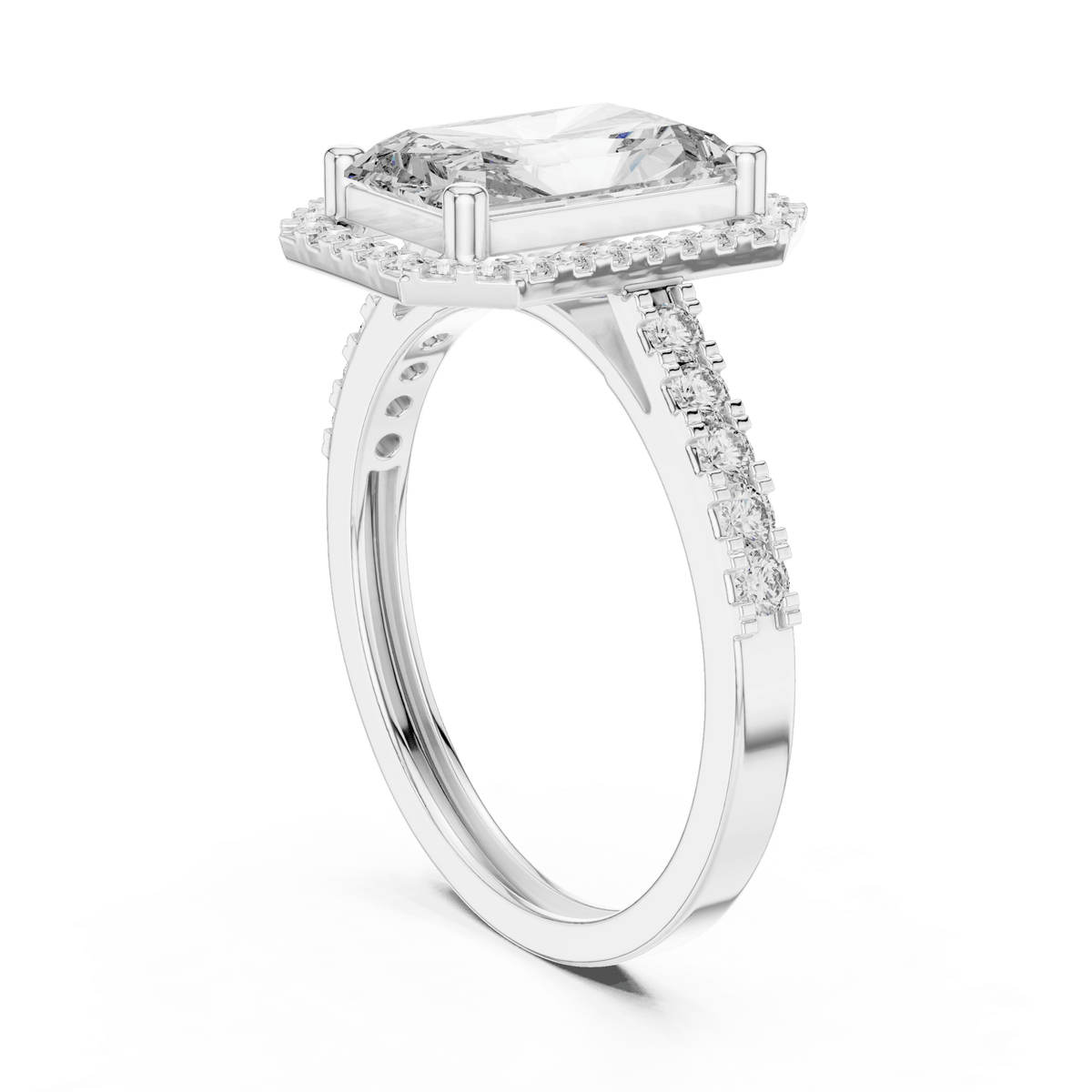 Radiant Cut Floating Halo Lab Grown Diamond Ring