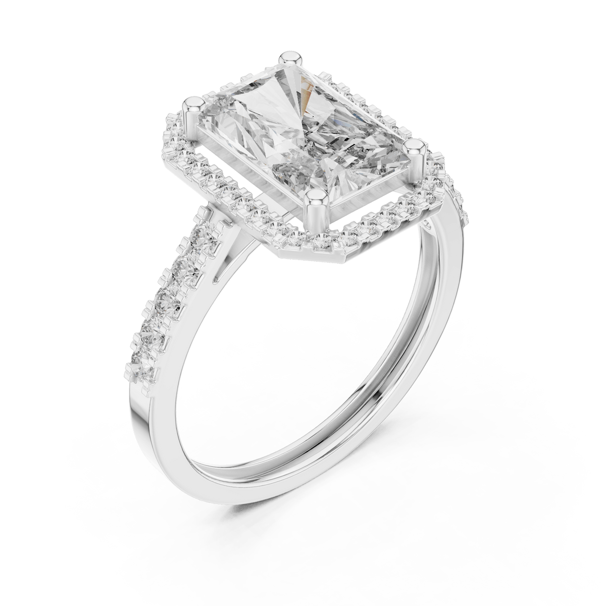 Radiant Cut Floating Halo Lab Grown Diamond Ring