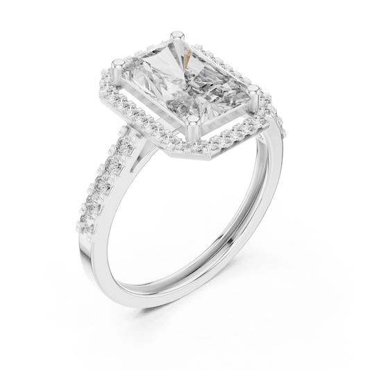 Radiant Cut Floating Halo Lab Grown Diamond Ring