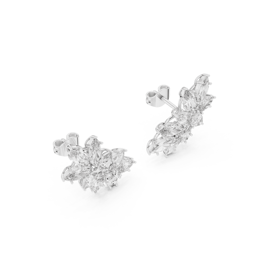 Marquise Leaf Spray Lab Grown Diamond Earrings