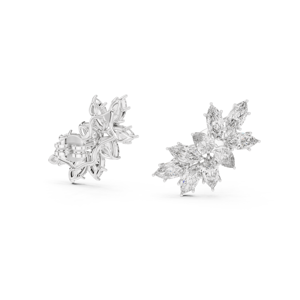 Marquise Leaf Spray Lab Grown Diamond Earrings
