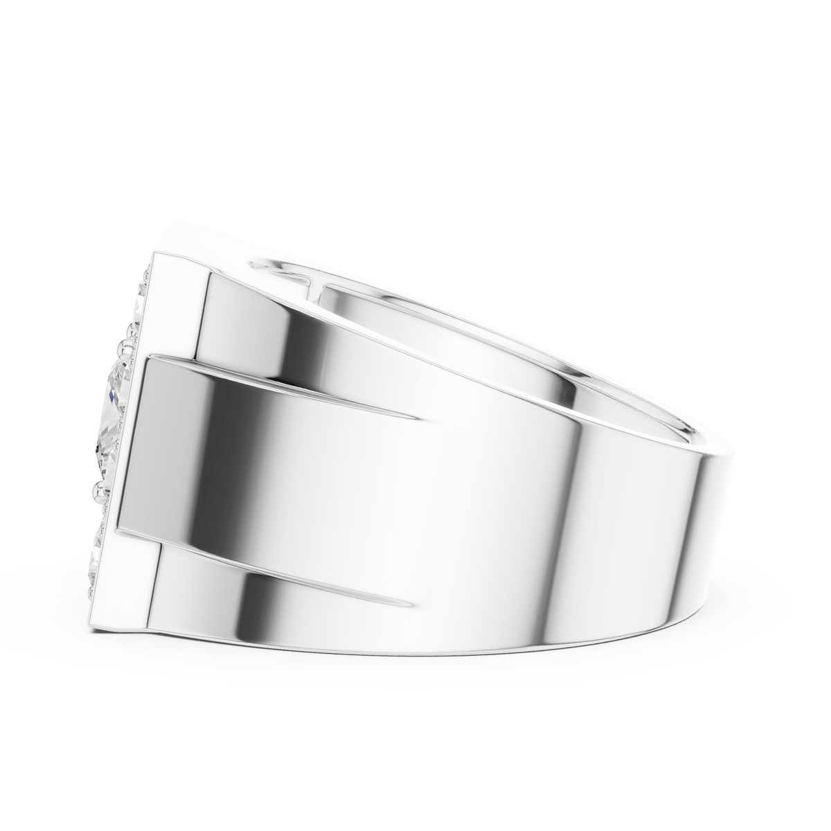 Bold Square Cluster Halo Wide Band Lab Grown Diamond Ring