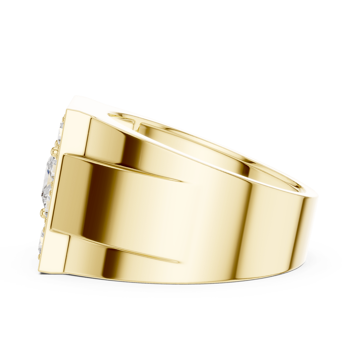 Yellow Gold Princess-Cut & Round Diamond Men's Cluster Ring