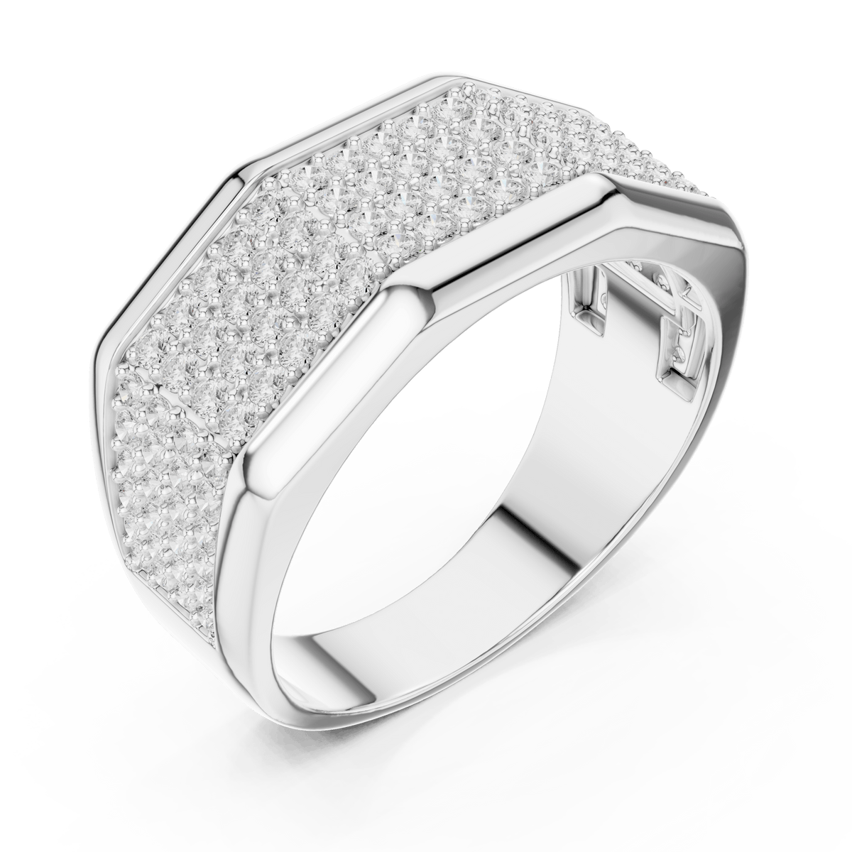Multi-Row Micro-Pave Three-Panel Wide Band Lab Grown Diamond Ring