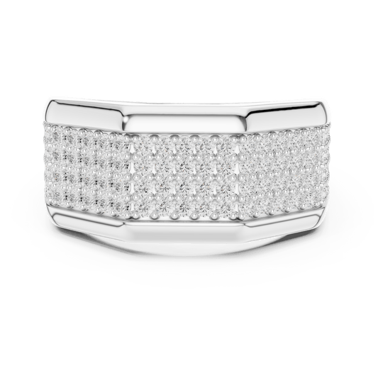 Multi-Row Micro-Pave Three-Panel Wide Band Lab Grown Diamond Ring