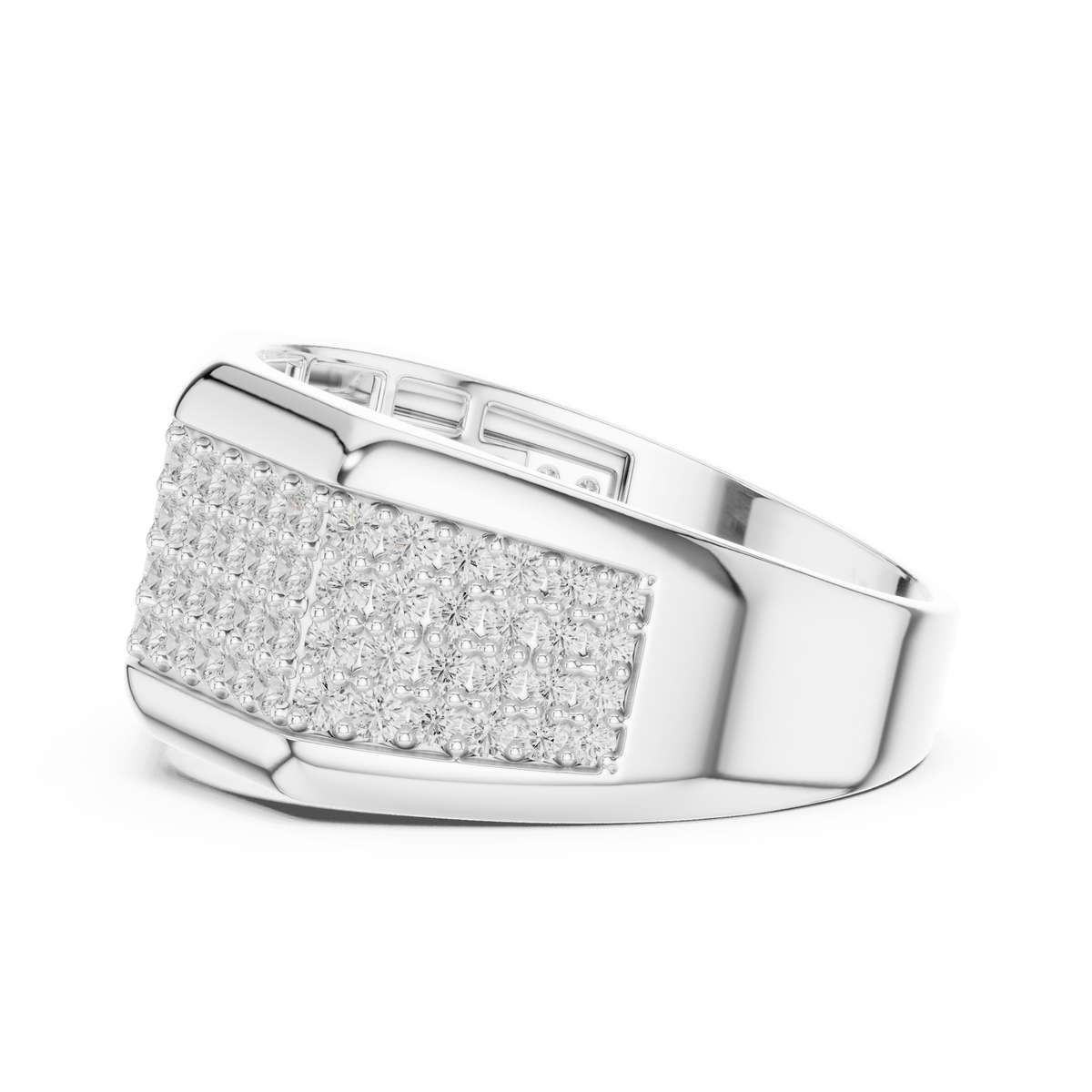 Multi-Row Micro-Pave Three-Panel Wide Band Lab Grown Diamond Ring