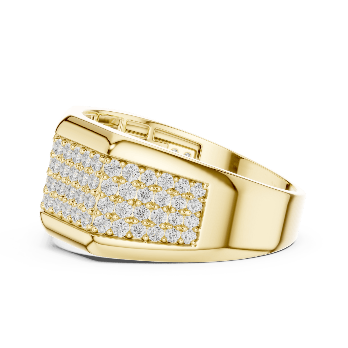  Solid  Gold Multi-Row Pave Diamond Men's Statement Ring