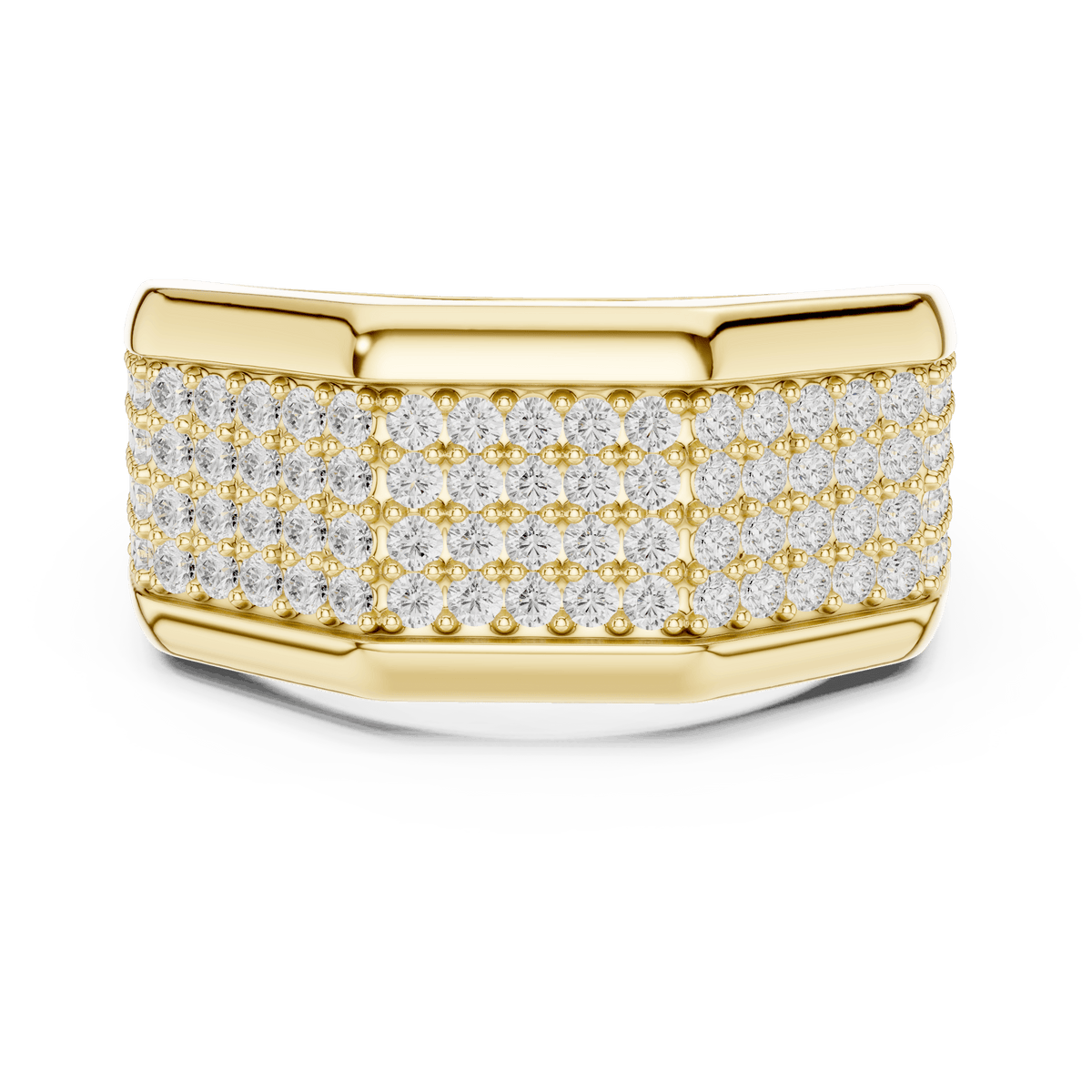 Solid  Gold Multi-Row Pave Diamond Men's Statement Ring