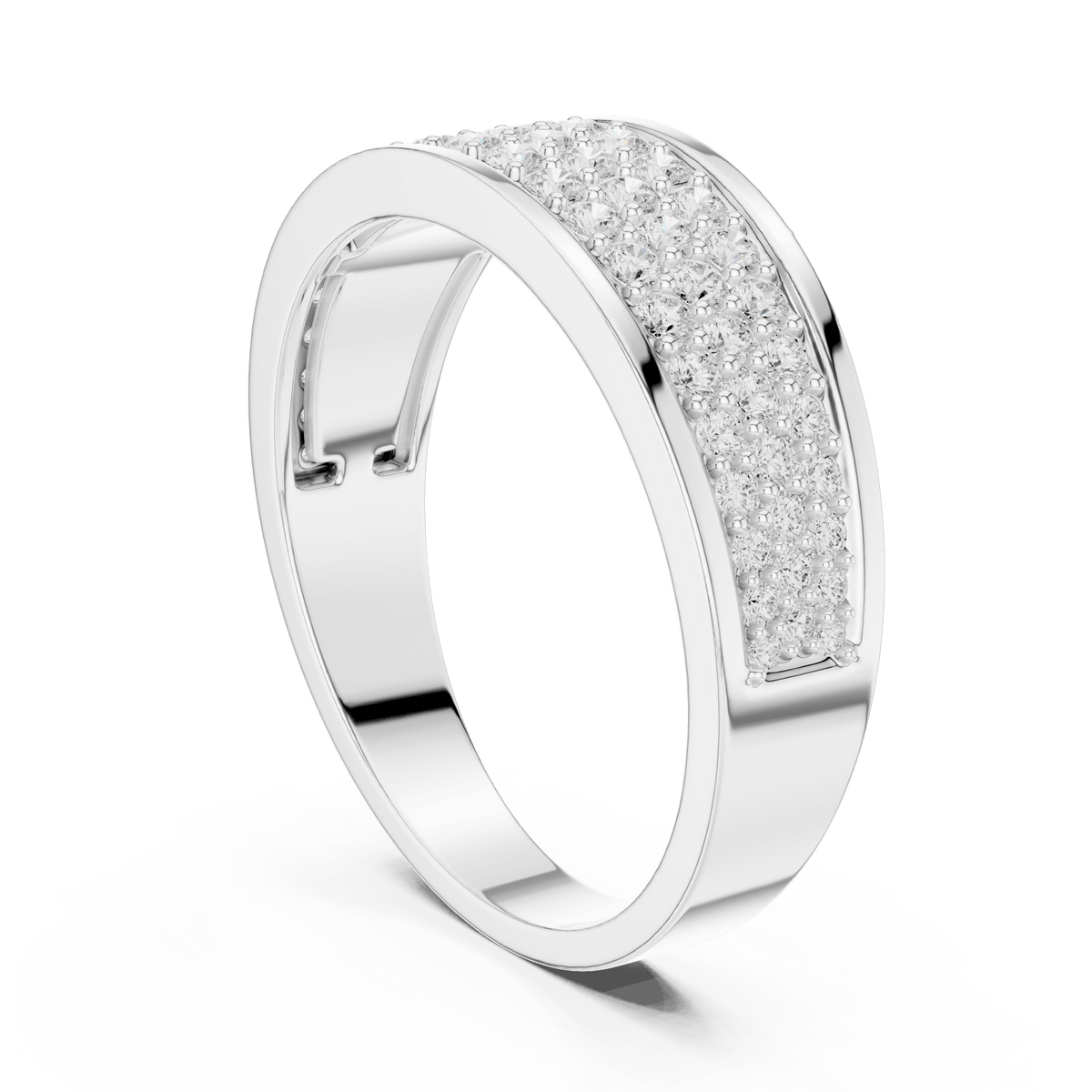 Triple-Row Micro Pave Lab Grown Diamond Band