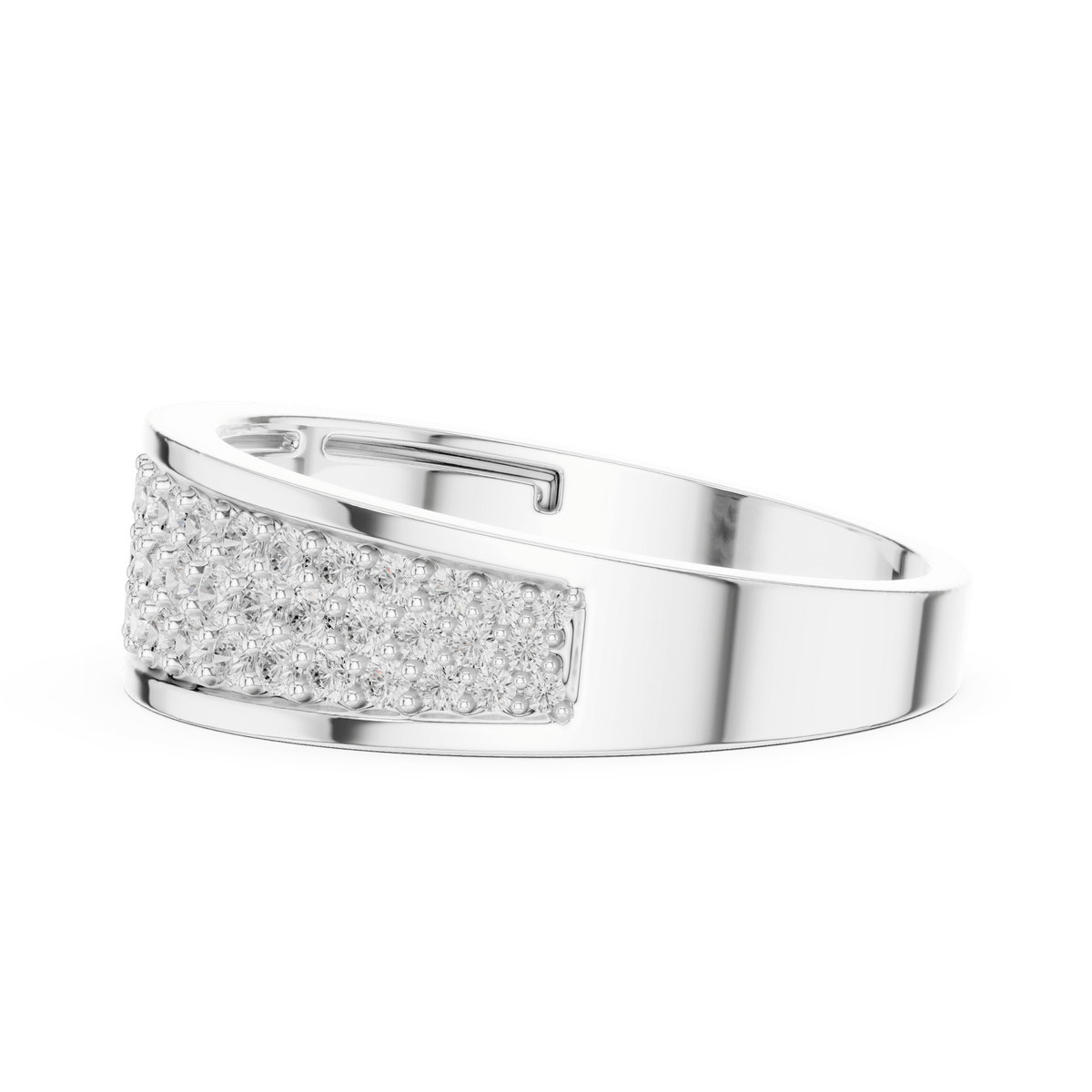 Triple-Row Micro Pave Lab Grown Diamond Band