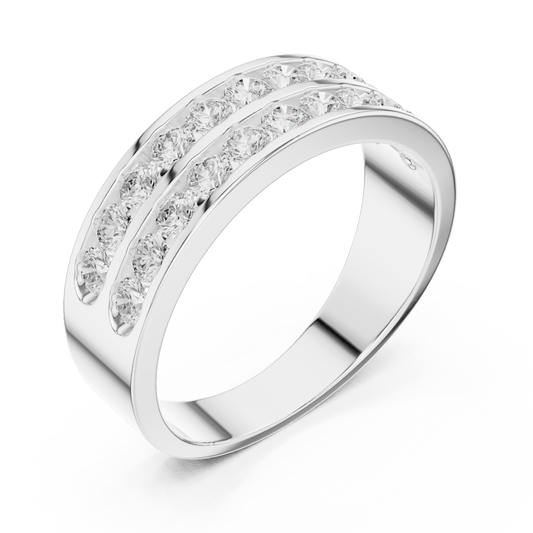 Double Row Channel Set Round Lab Grown Diamond Band