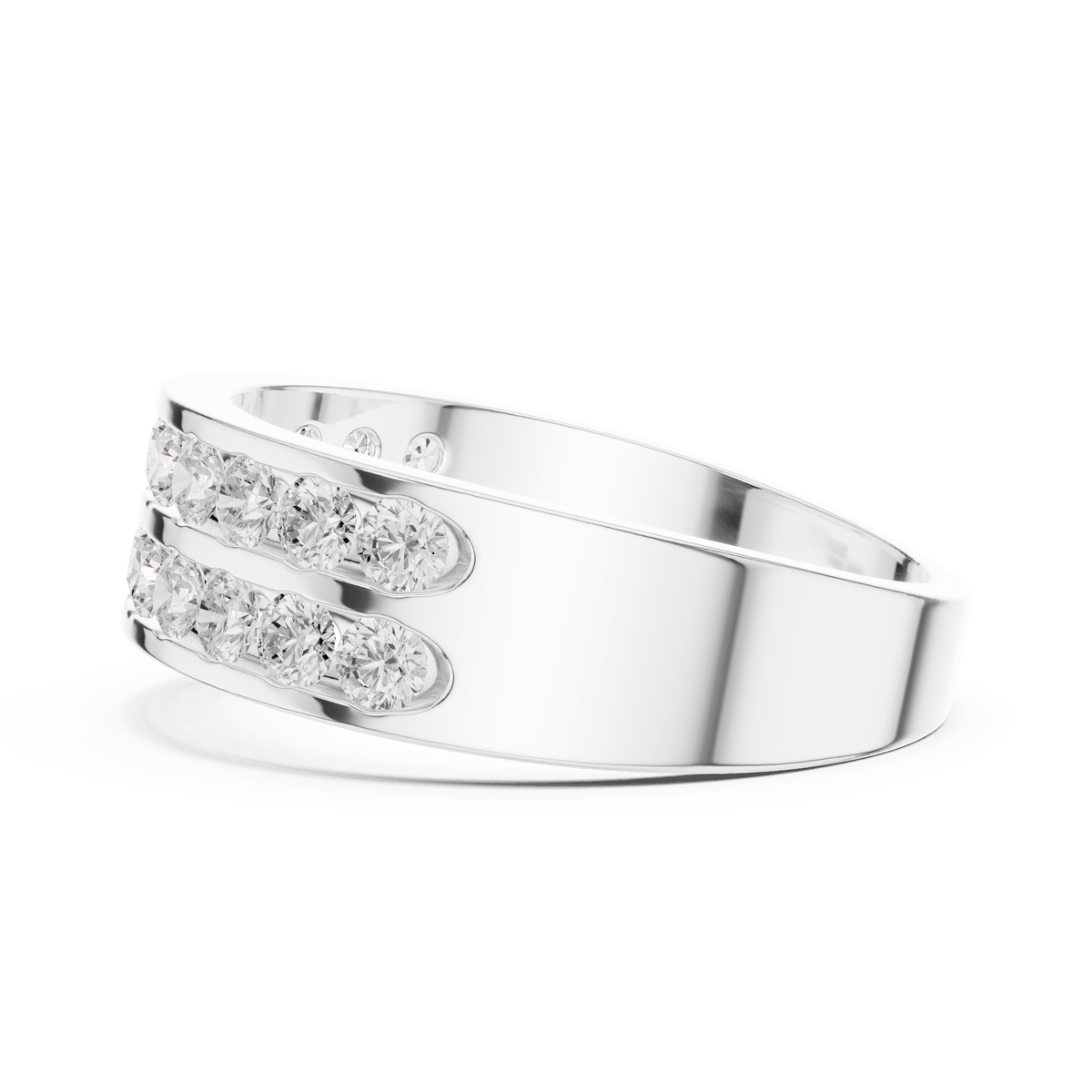 Double Row Channel Set Round Lab Grown Diamond Band