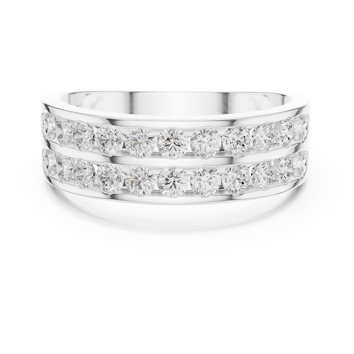 Double Row Channel Set Round Lab Grown Diamond Band