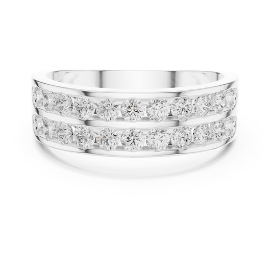 Double Row Channel Set Round Lab Grown Diamond Band