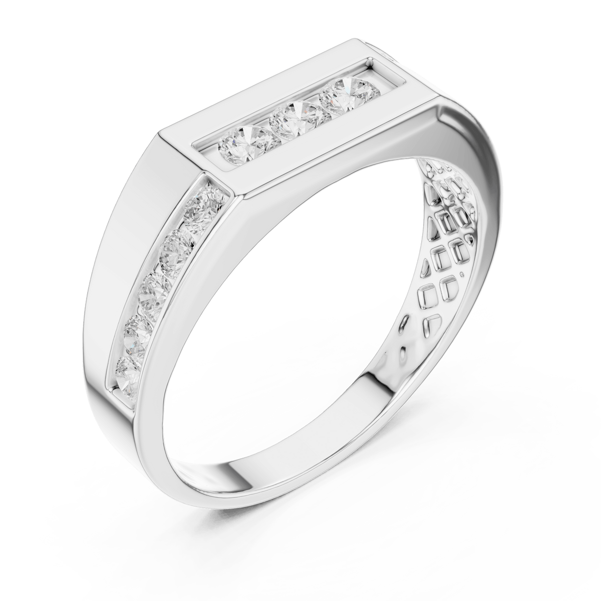 Three-Stone Center Channel-Set Accent Lab Grown Diamond Band
