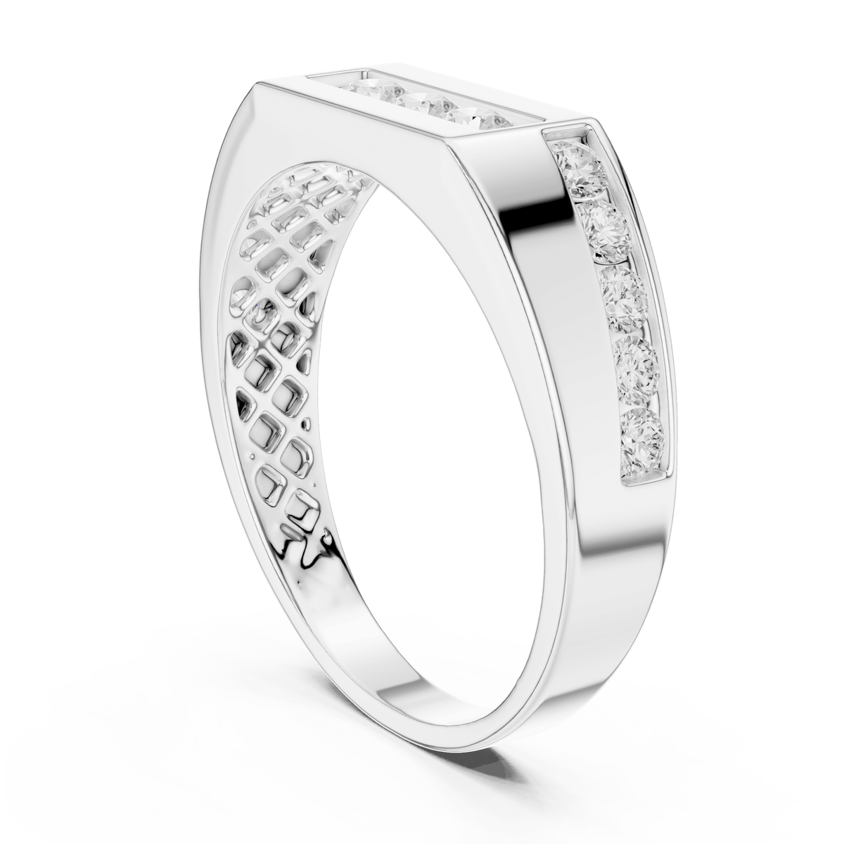 Three-Stone Center Channel-Set Accent Lab Grown Diamond Band