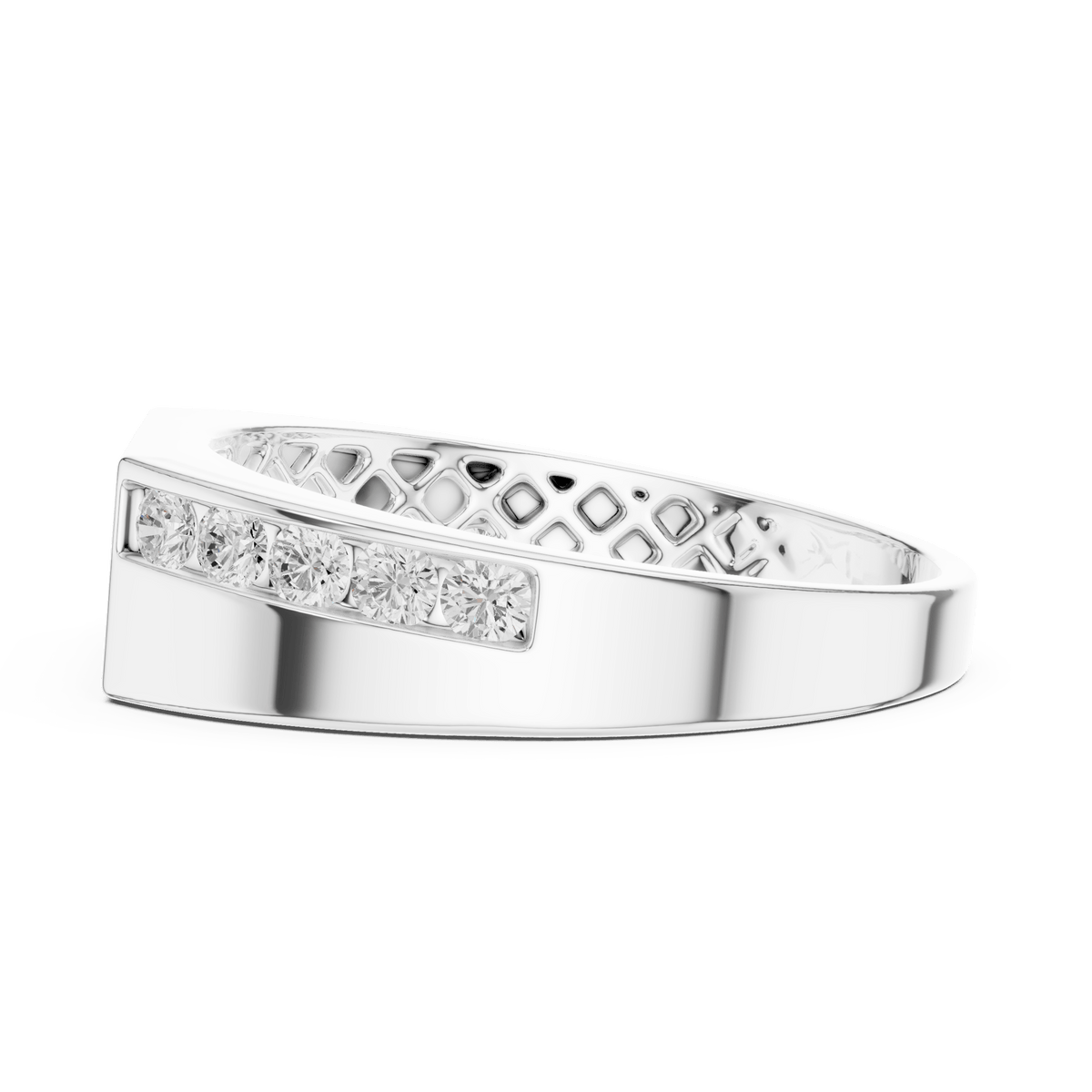 Three-Stone Center Channel-Set Accent Lab Grown Diamond Band