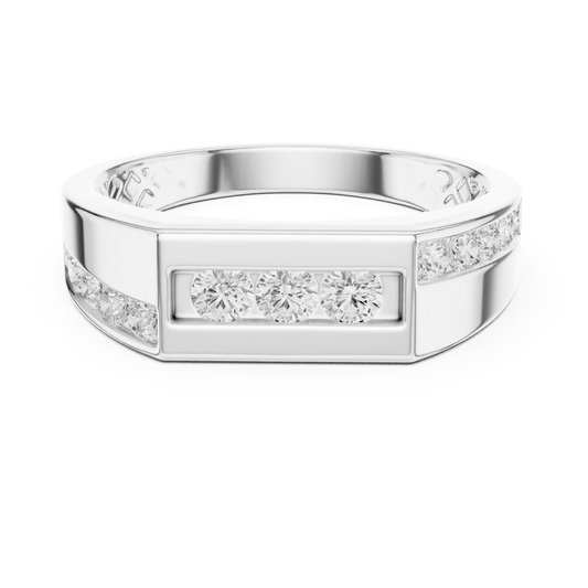 Three-Stone Center Channel-Set Accent Lab Grown Diamond Band