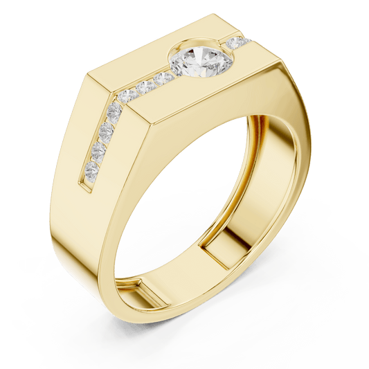 Men's Bold Center Round Lab Diamond Channel Band in 14KT Solid Gold