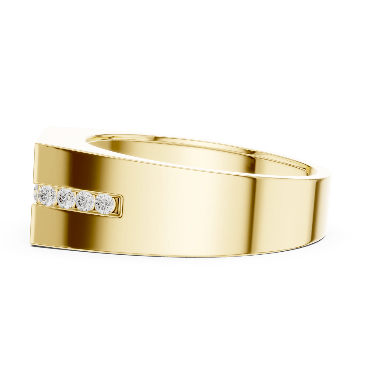 Men's Bold Center Round Lab Diamond Channel Band in 14KT Solid Gold