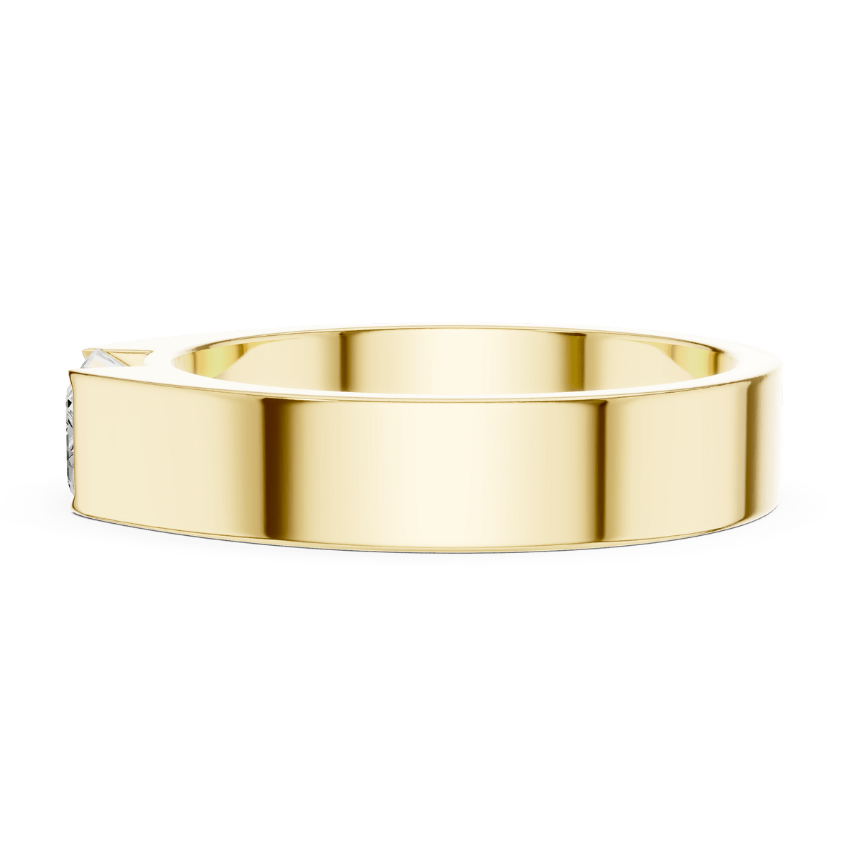 Yellow Gold East-West Emerald-Cut Diamond Men's Bezel Band
