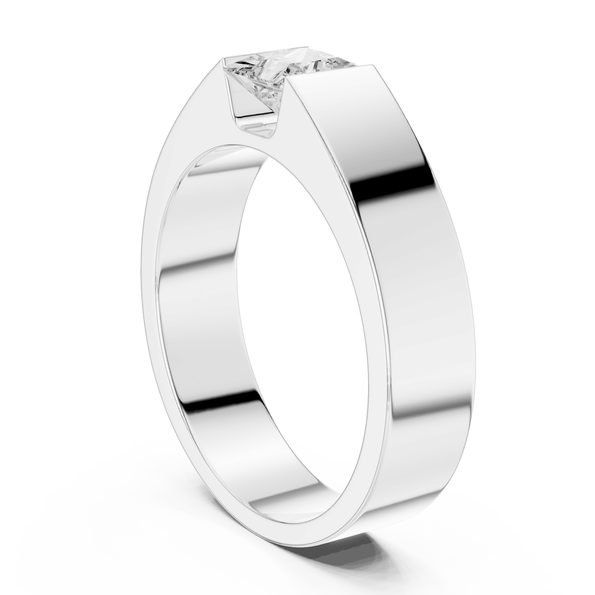 Flush Channel Set Princess Cut Men's Lab Grown Diamond Ring